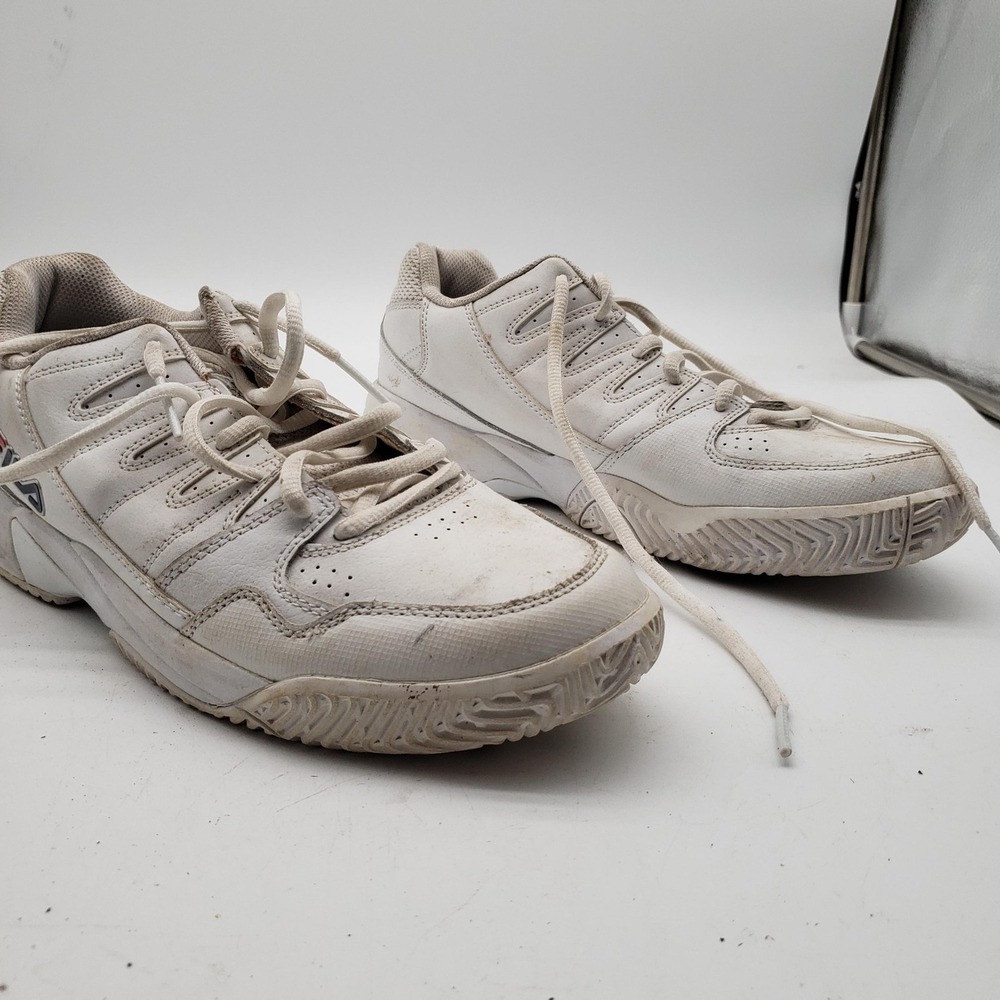 Fila Shoes Mens Size 9.5 White Leather Low Top Walking Sneakers 1PM00001